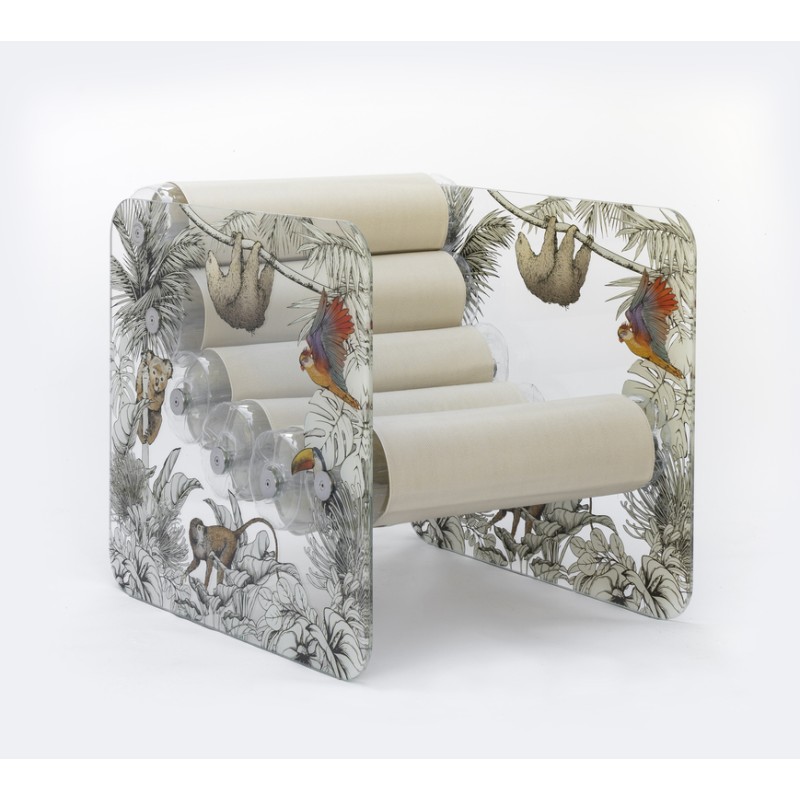 MW02 "Jungle" design armchair - Limited edition - Pearl seat - Handmade in France.