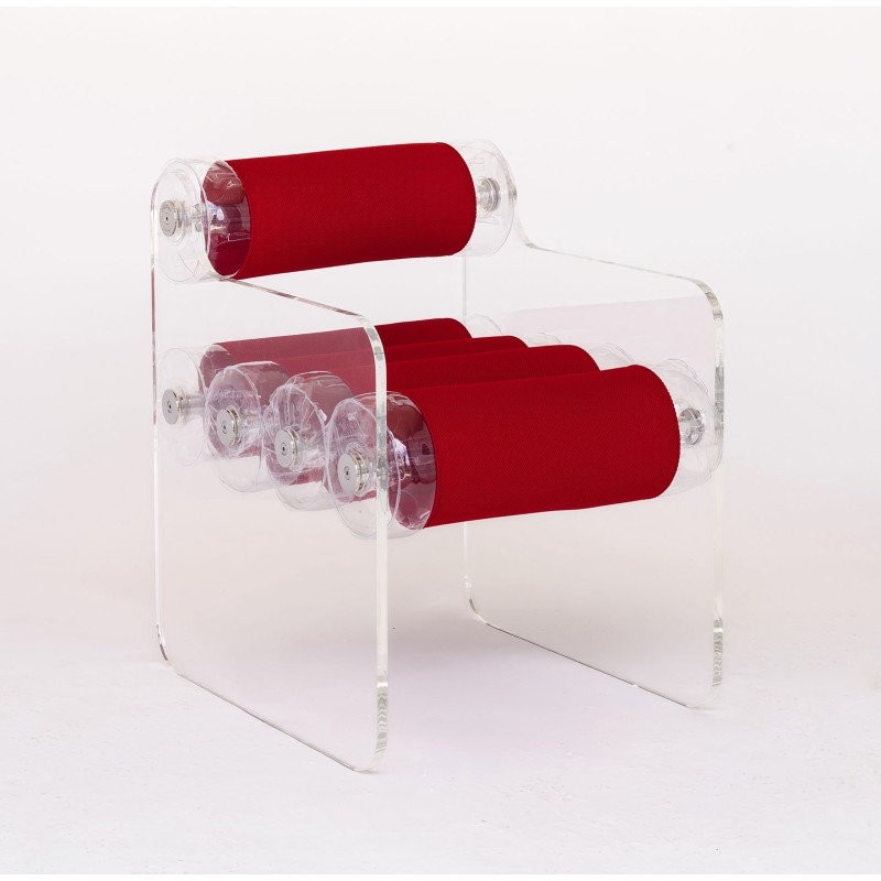 MW04 Design-Stuhl - Transparent - Roter Sitz - Von Olivier Santini