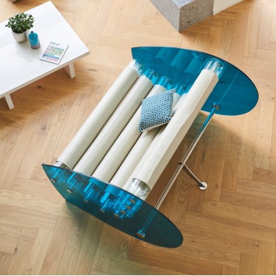 Blue MW05 Design Sofa in Glass Made in France. By Olivier Santini.