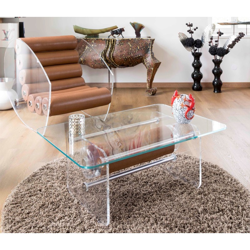 Handmade MW Design Table in Glass Made in France. By Olivier Santini.