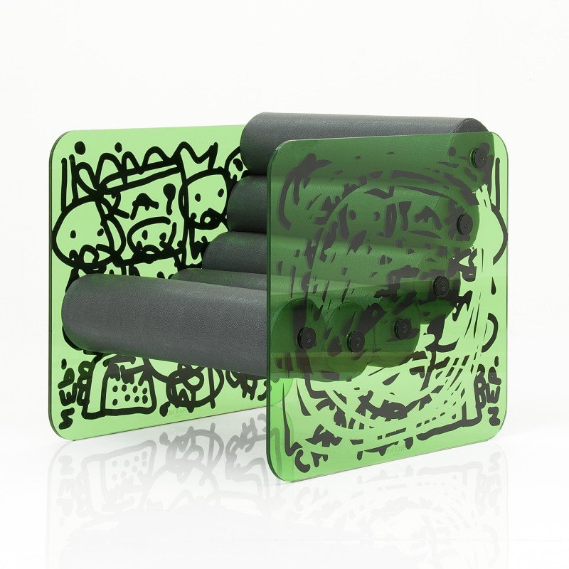 Fauteuil design édition limitée MW02 X NEP « Interface(s) » en verre - Assise en mousse - Verre imprimé Fauteuil design édition limitée MW02 X NEP « Interface(s) » en verre - Assise en mousse - Verre imprimé