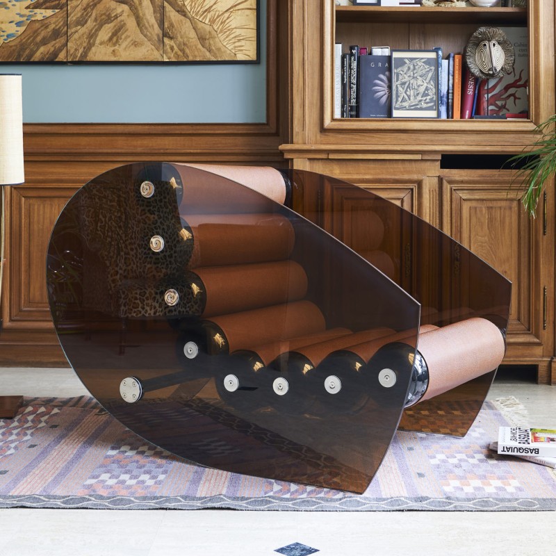 Brown MW05 Design Armchair in Glass Made in France. By Olivier Santini.