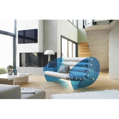 Blaues MW05 Design-Sofa aus Glas Made in France. Von Olivier Santini.