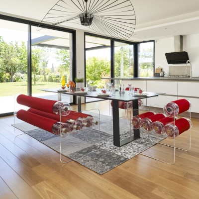 MW04 Design Chair - Transparent - Red Seat - By Olivier Santini