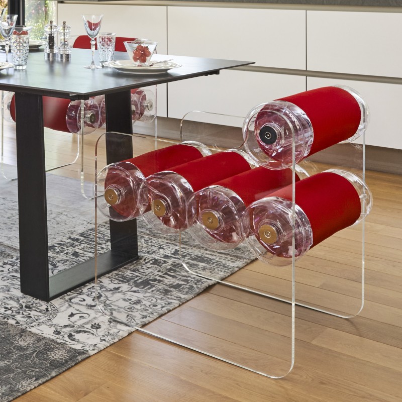 MW04 Design-Stuhl - Transparent - Roter Sitz - Von Olivier Santini