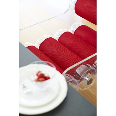 MW04 Design-Stuhl - Transparent - Roter Sitz - Von Olivier Santini