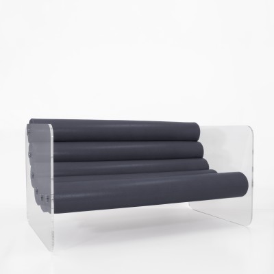 MW02 design sofa in acrylic glass - Soshagro seat - Handmade in France.