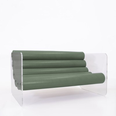 MW02 design sofa in acrylic glass - Soshagro seat - Handmade in France.