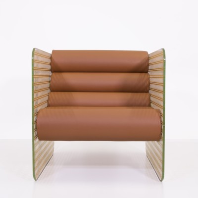 Fauteuil MW02 "Cannage OR" - Édition Limitée - Assise mousse et cuir marron - Verre et feuille d'or Fauteuil MW02 "Cannage OR" - Édition Limitée - Assise mousse et cuir marron - Verre et feuille d'or