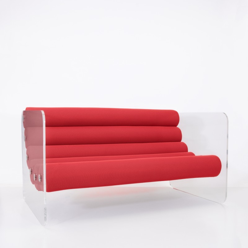 Sofa MW02 Orange - Seat Beige - PMMA - Handmade in France. Sofa MW02 Orange - Seat Beige - PMMA - Handmade in France.
