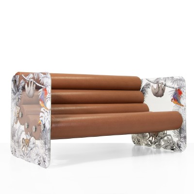 Canapé MW02 "Jungle" - Edition limitée - Assise en mousse marron - Fait main en France. Canapé MW02 "Jungle" - Edition limitée - Assise en mousse marron - Fait main en France.