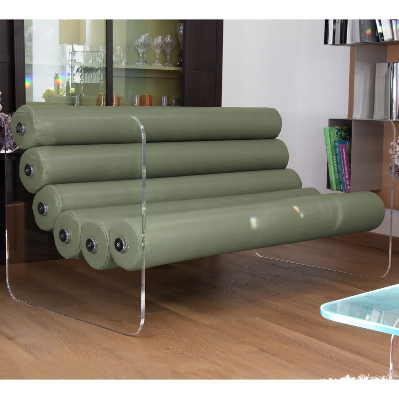 MW02 design sofa in acrylic glass - Soshagro seat - Handmade in France.