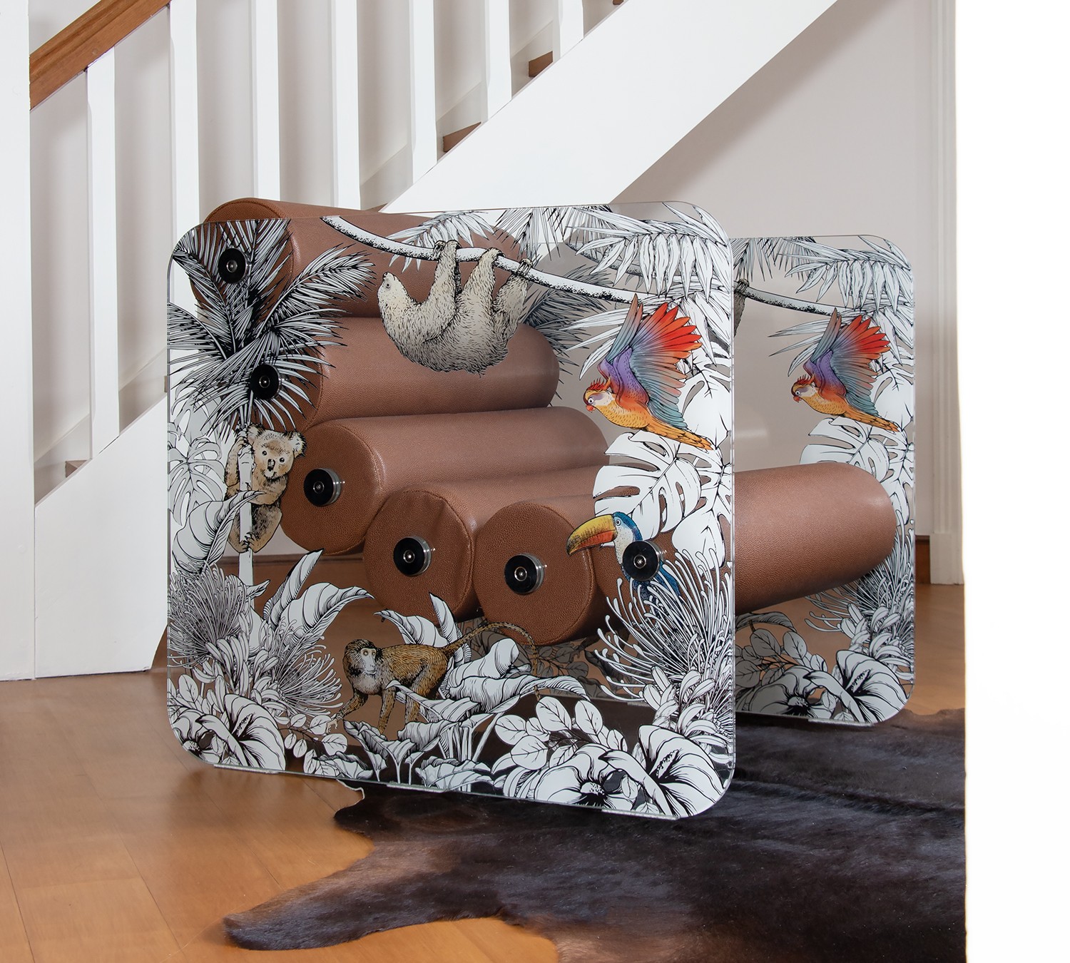 Fauteuil MW02 "Jungle" - Edition limitée - Assise en mousse marron - Fait main en France.