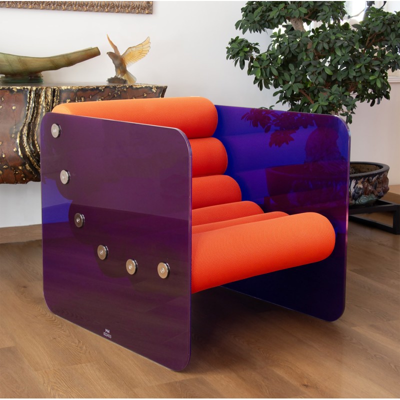 Armchair MW02 "POP" - Seat Orange- Glass - Handmade in France. Armchair MW02 "POP" - Seat Orange- Glass - Handmade in France.