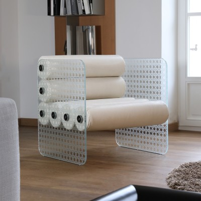 MW01 "Cannage" Armchair - Transparent TPU seat - glass MW01 "Cannage" Armchair - Transparent TPU seat - glass