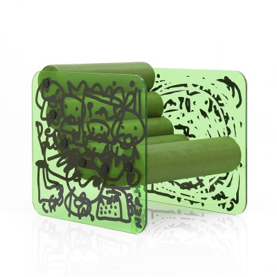 Fauteuil design édition limitée MW02 X NEP « Interface(s) » en verre - Assise en mousse - Verre imprimé Fauteuil design édition limitée MW02 X NEP « Interface(s) » en verre - Assise en mousse - Verre imprimé