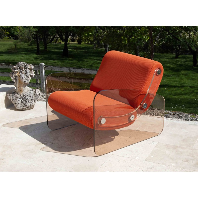 Fauteuil design MW03 en verre acrylique - Assise en mousse - Fait main en France.