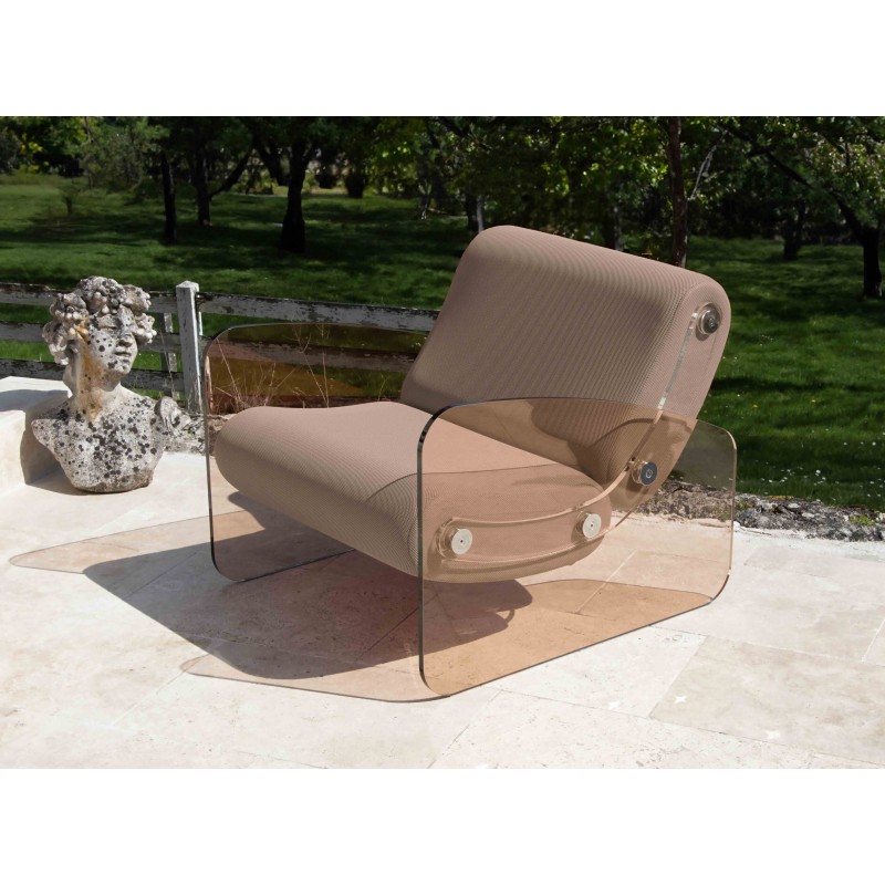 Fauteuil design MW03 en verre acrylique - Assise en mousse - Fait main en France.