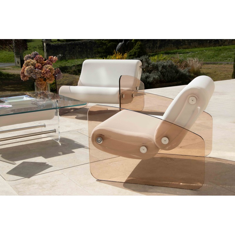 Fauteuil XL design MW03 en verre acrylique - Assise en mousse - Fait main en France. Fauteuil XL design MW03 en verre acrylique - Assise en mousse - Fait main en France.
