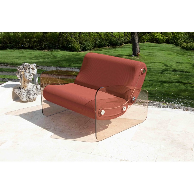 Fauteuil XL design MW03 en verre acrylique - Assise en mousse - Fait main en France. Fauteuil XL design MW03 en verre acrylique - Assise en mousse - Fait main en France.