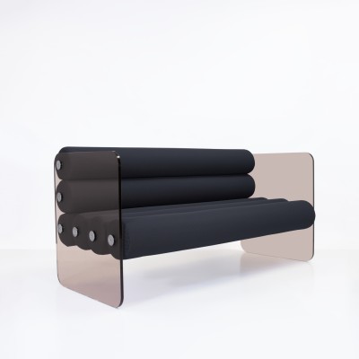 Designer-Sofa MW01 aus bronzefarbenem Acrylglas - Schaumstoffsitz - Handgefertigt in Frankreich. Designer-Sofa MW01 aus bronzefarbenem Acrylglas - Schaumstoffsitz - Handgefertigt in Frankreich.
