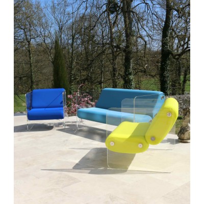 Fauteuil design MW08 en verre acrylique - Assise en mousse - Fait main en France. Fauteuil design MW08 en verre acrylique - Assise en mousse - Fait main en France.