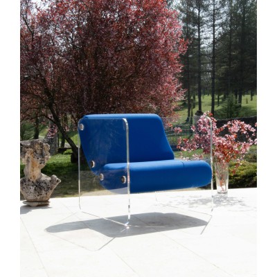 Fauteuil design MW08 en verre acrylique - Assise en mousse - Fait main en France.