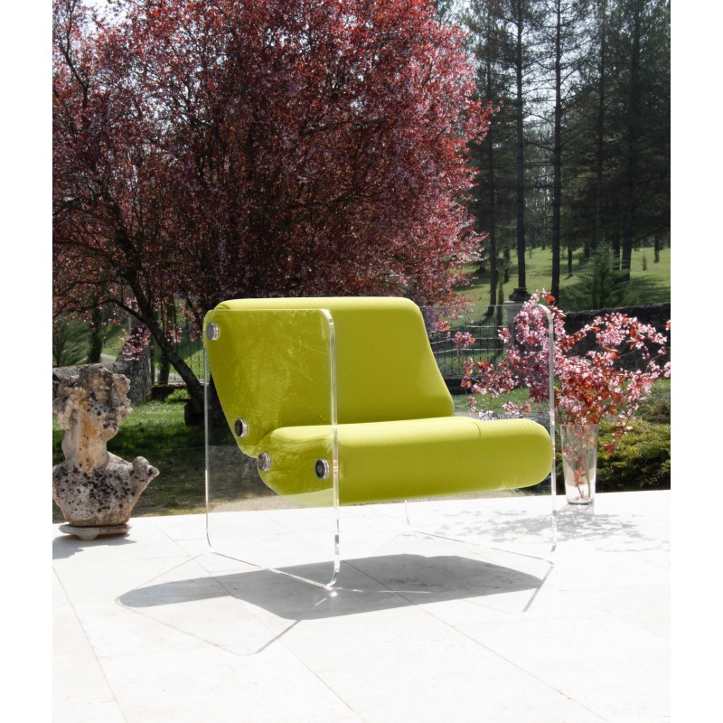 Fauteuil design MW08 en verre acrylique - Assise en mousse - Fait main en France. Fauteuil design MW08 en verre acrylique - Assise en mousse - Fait main en France.