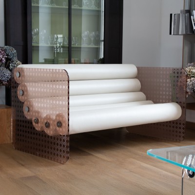 Canapé design MW02 modèle cannage - Assise Beige - Fait main en France