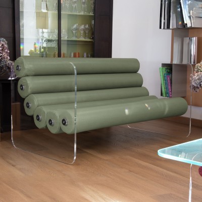 MW02 design sofa in acrylic glass - Soshagro seat - Handmade in France.