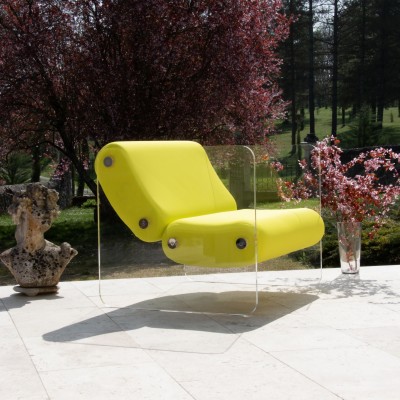 Fauteuil design XL MW08 en verre acrylique - Assise en mousse - Fait main en France.