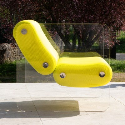 Fauteuil design XL MW08 en verre acrylique - Assise en mousse - Fait main en France.