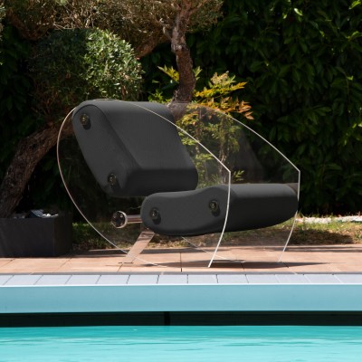 Fauteuil design MW07 en verre acrylique - Assise en mousse - Fait main en France. Fauteuil design MW07 en verre acrylique - Assise en mousse - Fait main en France.