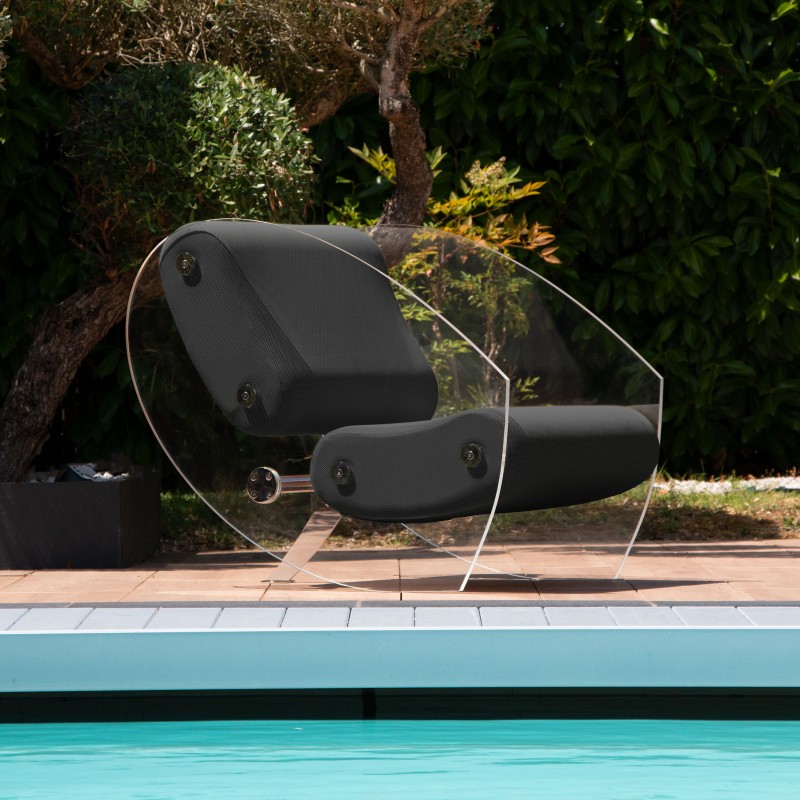 Fauteuil design MW07 en verre acrylique - Assise en mousse - Fait main en France. Fauteuil design MW07 en verre acrylique - Assise en mousse - Fait main en France.