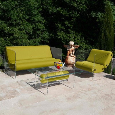 Fauteuil design MW08 en verre acrylique - Assise en mousse - Fait main en France.