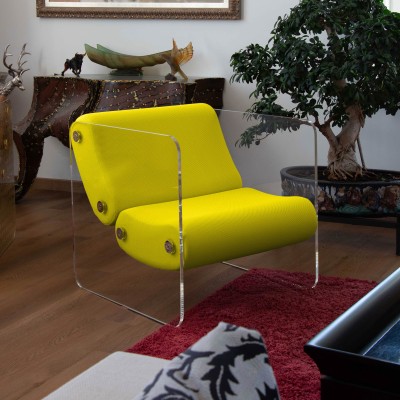 Fauteuil design MW08 en verre acrylique - Assise en mousse - Fait main en France. Fauteuil design MW08 en verre acrylique - Assise en mousse - Fait main en France.