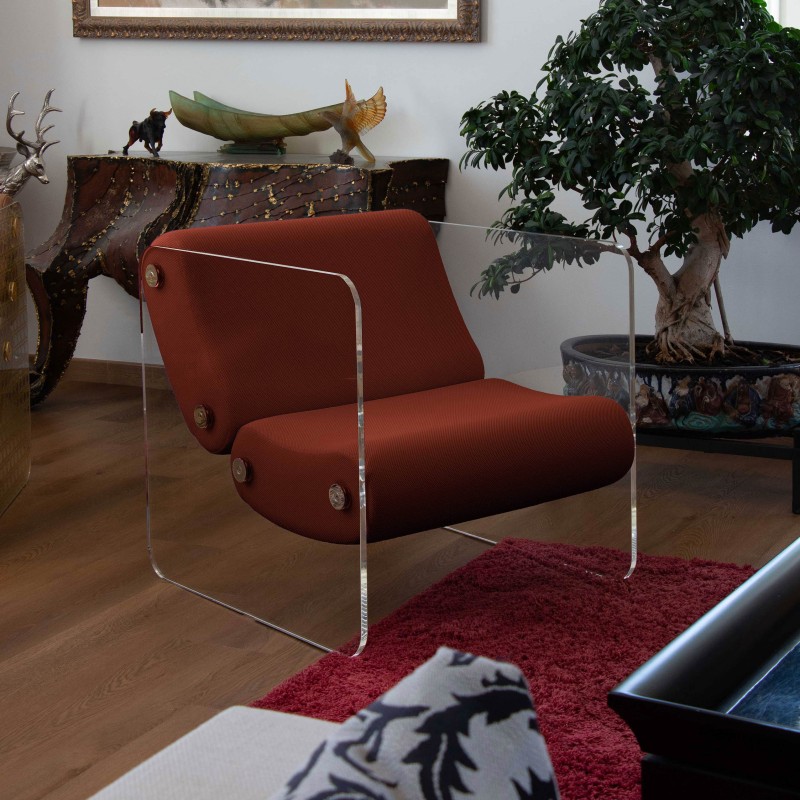 Designer-Sessel MW08 aus Acrylglas - Schaumstoffsitz - Handgefertigt in Frankreich.