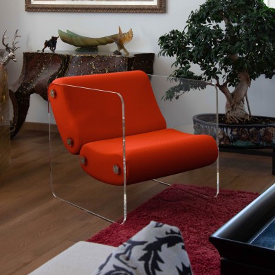 Designer-Sessel MW08 aus Acrylglas - Schaumstoffsitz - Handgefertigt in Frankreich.