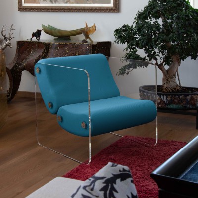 Designer-Sessel MW08 aus Acrylglas - Schaumstoffsitz - Handgefertigt in Frankreich.