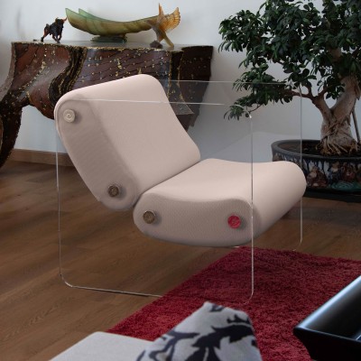 Designer-Sessel MW08 aus Acrylglas - Schaumstoffsitz - Handgefertigt in Frankreich.