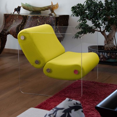 Designer-Sessel MW08 aus Acrylglas - Schaumstoffsitz - Handgefertigt in Frankreich.