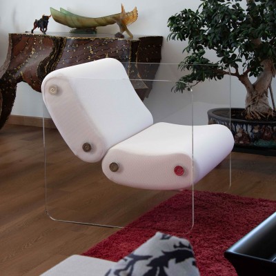 Designer-Sessel MW08 aus Acrylglas - Schaumstoffsitz - Handgefertigt in Frankreich.
