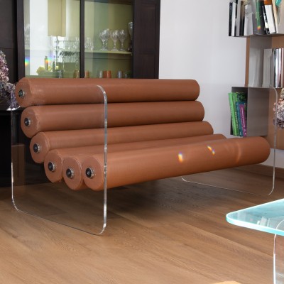 MW02 design sofa in acrylic glass - Soshagro seat - Handmade in France. MW02 design sofa in acrylic glass - Soshagro seat - Handmade in France.