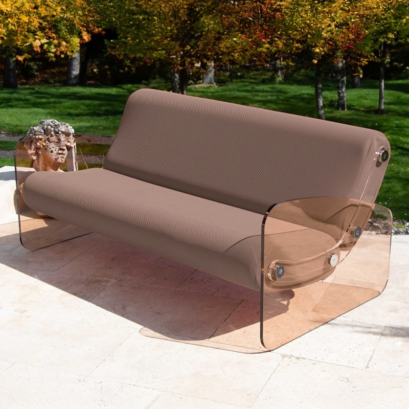 Designer-Sofa MW01 aus bronzefarbenem Acrylglas - Schaumstoffsitz - Handgefertigt in Frankreich.