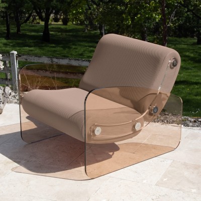 Designer-Sessel MW03 aus bronzefarbenem Acrylglas - Schaumstoffsitz - Handgefertigt in Frankreich.
