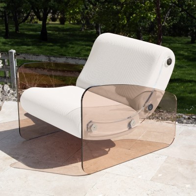 Designer-Sessel MW03 aus bronzefarbenem Acrylglas - Schaumstoffsitz - Handgefertigt in Frankreich.