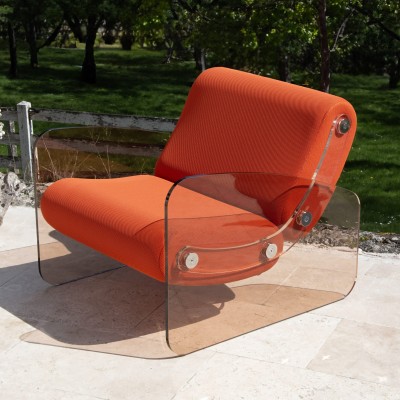 Fauteuil design MW03 en verre acrylique - Assise en mousse - Fait main en France.