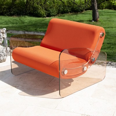 Designer-Sessel MW03 aus bronzefarbenem Acrylglas - Schaumstoffsitz - Handgefertigt in Frankreich.