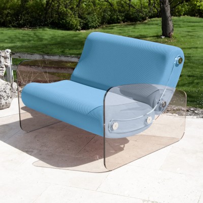 Fauteuil XL design MW03 en verre acrylique - Assise en mousse - Fait main en France. Fauteuil XL design MW03 en verre acrylique - Assise en mousse - Fait main en France.