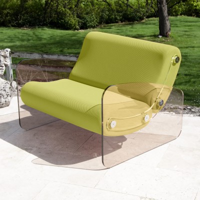 Fauteuil XL design MW03 en verre acrylique - Assise en mousse - Fait main en France. Fauteuil XL design MW03 en verre acrylique - Assise en mousse - Fait main en France.